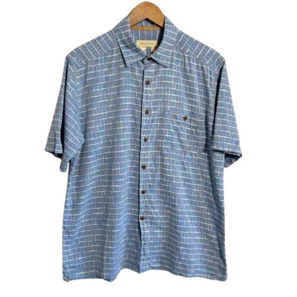 The Territory Ahead Short Sleeve Shirt Men's M Blue Cotton Check Button Up - Picture 1 of 6